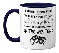 Stuff4 West End Gifts - in My Head Mug - Funny Gift for West End Lover Men Women - 11oz Premium Ceramic Dishwasher Safe Navy Blue Handle Mugs Novelty Cup