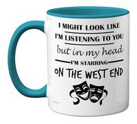 Stuff4 West End Gifts - in My Head Mug - Funny Gift for West End Lover Men Women - 11oz Premium Ceramic Dishwasher Safe Light Blue Handle Mugs Novelty Cup
