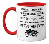 Stuff4 West End Gifts - in My Head Mug - Funny Gift for West End Lover Men Women - 11oz Premium Ceramic Dishwasher Safe Red Handle Mugs Novelty Cup