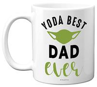 Yoda Best Mug - Fathers Day Mug Gifts, Dad Birthday, Christmas Dinosaur Gifts, 11oz Ceramic Dishwasher Safe Coffe Cup, Dads from Child Children, Cute Funny Made in UK