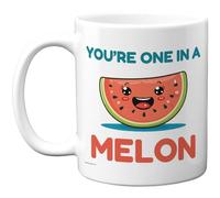 Stuff4 You're One in a Melon Mug - Cute Smiling Watermelon Design - Fun Appreciation for Friends or Colleagues - 11oz Ceramic Gloss Mug