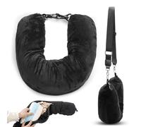 Stuffable Neck Pillow for Travel, 80 * 18.5cm Stuffable Travel Pillow with Adjustable Straps, Travel Pillow Stuffable with Clothes, Neck Pillow Stuffable for Extra Luggage Travel Essentials(Black)