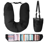 Stuffable Neck Pillow for Travel, Waterproof Travel Neck Pillows (Black)