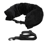 Stuffable Travel Neck Pillow with Adjustable Strap and Storage Bag Customizable Comfort Fillable Design Easy to Clean Compact Packable for Travel Flights Camping Hiking Polyester (Black)