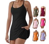 Stuffdatas Backless Dress, Stuffdatas The Ultimate Tummy Control Backless Active Dress, Made for Movement (Black,XL)