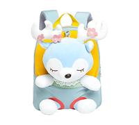Stuffed Animal Backpack for Girls, Cute Small Daypack Kids with Removable Reindeer Plush Doll, Kindergarten Preschool Primary School Travel Backpack for Toddler Girls 2 3 4 5 6 Years Old, 26x22x10cm