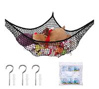 Stuffed Animal Hammock, Toy Hammock Storage Net, LXUNYI Mesh Toy Net Holder Jumbo Wall Corner Giant Baby Kids Children Stuff animals Hammocks Net Organizer for Bedroom (Black, 84 inch)