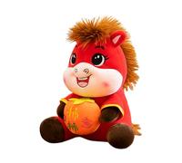 Stuffed Animal Horse,Chinese New Year Animals | 2026 Cartoon God Of Wealth Peace Chinese New Year Mascot Doll for Nursery Bedside Table Sofa Decor Party
