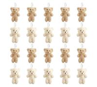 Stuffed Animal Keychain 20Pcs Cute Blush Teddy Bear Plush Keychain Small Teddy Bear Ornaments Soft Tiny Bulk for Birthday, Valentine's Day, Party Favor, DIY Crafts