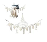 Stuffed Animal Net - Corner Storage, Macrame Cotton Rope Boho Organizer with Tassels | Hanging Tedddy-Bear Storage Net for Kids Room, Playroom, Nursery, Bedroom, Living Room Wall Decor