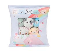 Stuffed Animal Pillow - Five Pack Four Inch Miniature Toys, Transparent Window Display Pouch, Fuzzy Removable kids Plaything | Kindergarten Playroom Bedding Comforting Presents Souvenir Packs