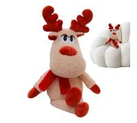 Stuffed Animal Reindeer 50cm Large Cute Christmas Red Scarf Home Decor | Funny Plush Dolls Table Decor for Couch Sofa Table Bookshelf Bedroom Living Room Beige yellow