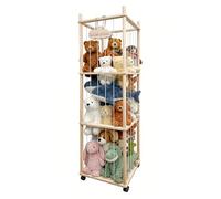 Stuffed Animal Storage, 53.9 Inch Wooden Large Stuffed Animal Holder with Wheels, Stuffy Plushies Storage with Elastic Band&Solid Wood Base, Plushies Storage Organizers for Playroom Bedroom Nursery