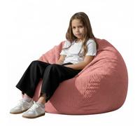 Stuffed Animal Storage Bean Bag Chair Cover (No Filler),Large Toy Storage Organizer & Comfy Kids Sofa Chair for Playroom, Teens Adults Toddler - Corduroy (Pink, Cover Only)
