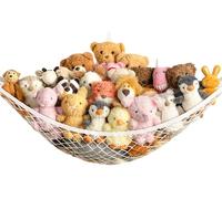Stuffed Animal Storage Hammock Net Corner - Large Toy Hammock Net for Stuffed Animals Room Decor - Cute Stuff Animal Organizer Holder for Plush Plushie - Kids Baby Nursery Wall Bedroom Home Decor