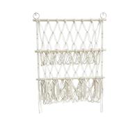 Stuffed Animal Storage Hammock, Toy Hammock for Stuffed Animals, Woven Double Layer Toy Net with Tassels, Macrame Boho Bear Storage with Tassels, Adjustable Boho Macrame Wall Hanging Mesh Net
