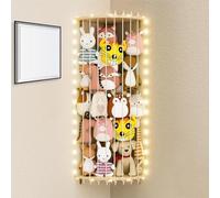 Stuffed Animal Storage Kids Toy Organizer Adjustable Length Corner Stuffed Animal Storage Cage Plushies Storage with LED Lights Wall Hanging Corner Plush Holder for Nursery Kids Play Room Bedroom
