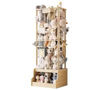 Stuffed Animal Storage Organizer,2-in-1 Solid Pine Wood Stuffed Animal Zoo with Toy Chest, Large Plush Toy Holder with Thick Elastic Bands,Stuffed Animal Holder for Playroom, Nursery, Bedroom