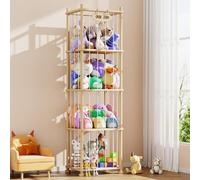 Stuffed Animal Storage Organizer, Solid Pine Wood Toy Storage Rack with Removable Shelves, Large Stuffed Animal Holder for Kids Room, Nursery, Playroom, Sort Plush Toys by Size, Color, or Type