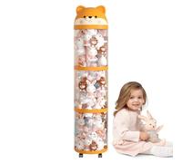 Stuffed Animal Storage Tube, Transparent Plush Display Tube, Stackable Soft Toy Organizer Basket, Cute Doll Holder Standing, Vertical Zoo Bucket, for Nursery Playroom Bedroom Home Decor