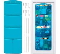 Stuffed Animal Storage, with 3 Large Pockets and 2 Medium Pockets, Over The Door Organizer Storage for Closet, Baby, Plush Toy, Hanging Door Organizer for Nursery, Bedroom, Bathroom, Kids Room(Blue)