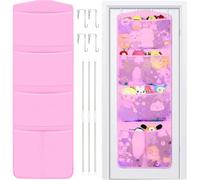 Stuffed Animal Storage, with 3 Large Pockets and 2 Medium Pockets, Over The Door Organizer Storage for Closet, Baby, Plush Toy, Hanging Door Organizer for Nursery, Bedroom, Bathroom, Kids Room (Pink)