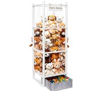 Stuffed Animal Storage with Toys Tray, 57In Large Wooden Stuffy Plushies Storage Holder Extra Large Capacity Stuffed Animals Zoo Organizer for Toddler Rooms, Playrooms & Bedrooms (Toys Tray - White)