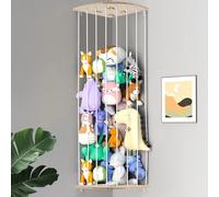 Stuffed Animal Storage Zoo, Adjustable Length Corner Plush Toy Storage Rack, Wood Hanging Plush Toy Shelf, Soft Toy Storage for Nursery, Play Room, Bedroom, or Kids Room