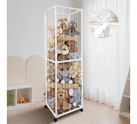 Stuffed Animal Storage Zoo with Wheels, 65'' Tall Large Stuff Animals Plushies Holder - Never Fall Apart Toy Organizer Kids Plush Storage Cage PVC for Nursery Playroom Corner for Toddler