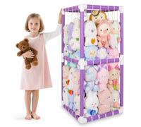 Stuffed Animals Zoo Storage,Unicorn Castle Soft Toy Holder Organiser,Cuddly Toy Storage for Kids Bedroom Nursery Playroom Furniture,Purple