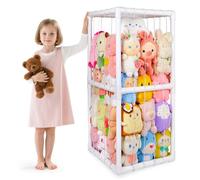 Stuffed Animals Zoo Storage,Unicorn Castle Soft Toy Holder Organiser,Cuddly Toy Storage for Kids Bedroom Nursery Playroom Furniture,White