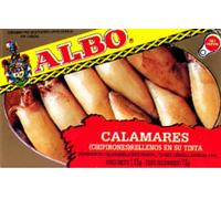 Stuffed Baby Squid in Ink 115g Albo (72g Drained Weight) - Pack of 2 | Premium Spanish Chipirones in Natural Squid Ink Sauce