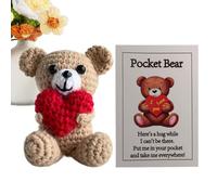 Stuffed Bear Toy - Plush Crochet Animal, Handcrafted Yarn Doll | Heart Holding Pocket, Cozy Soft Friend For Children Comfort, Handmade Knit Bear For Nursery Decor, Travel Cuddle Companion