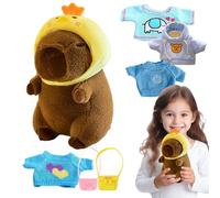 Stuffed Capybara Animal - Adorable Plush Doll, Winter Plush Accessory | Warm Cartoon Figure Outfit Set, Lovely Dress Up Design for Gifting Hugging Decorat Collecting Display Sleeping Cuddling Comfort