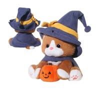 Stuffed Cat Toy - 10 Inch Witch Cat with Hat and Cape, Soft Kitten Plush | Cute Halloween Decor for Bedroom Living Room Kids Girls Boys Party Birthday Bed Sofa Display Ornament Decoration Propsss