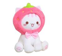 Stuffed Cat Toy, Sitting Cartoon Cat with Headgear, Creative Soft Stuffed Animal for Companionship & Play