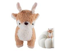 Stuffed Deer Toy - Soft Fleece Form, Sleep Figure, Seasonal Reindeer Plush Style, Gentle Holiday Character Design | For Home Nursery Shelf Accent Area Setting Interior Environment Atmosphere Corn