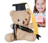 Stuffed Graduation Bear - Stuffed Bear in Graduation Hat | 5.1" Plush Doll with Cap and Graduation Certificate | Teddy's Graduation Keepsake, Animal Desktop Decor for Preschool, High School, College