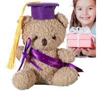Stuffed Graduation Bear - Stuffed Bear in Graduation Hat | 5.1" Plush Doll with Cap and Graduation Certificate | Teddy's Graduation Keepsake, Animal Desktop Decor for Preschool, High School, College