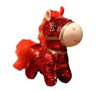 Stuffed Horse - 5.9 Inches Sequins Huggable Plush Dolls - 2026 Year of the Horse Stuffed Doll - for Boys Girls Home Bedroom Nursery Travel Car Chinese New Year