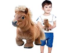 Stuffed Horse Plush Toy - Plush+Synthetic Leather, Interactive, Sound Movement Pet | Perfect For Kids Birthday Christmas Playroom Nursery Learning Fun Educational Gift Animal Collectible