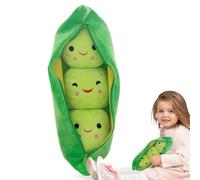Stuffed Pea Pod - 25/40cm Cute Peaa Stuffedd Toys | Cutee Cartoon Plant Cuddle Snuggle, Soft Comfortable Doll Figure With Face Expression For Kids Hugging