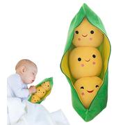 Stuffed Pea Pod - 3 Peas-in-A-Pod Plush | Pod Stuffed | Stuffed Pea Pod Soft Comfortable Cuddle Plant Doll Figure With Face Expression, Snuggle, Green For Home Car Decoration