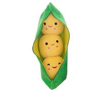 Stuffed Pea Pod - Soft Plush Cute Cartoon Plant Doll, Comfortable Snuggle Toy with Face Expression | Perfect for Kids Hugging, Bedroom Decor, Stress Relief, Gifting Friends Lovers, Daily Comfort Play