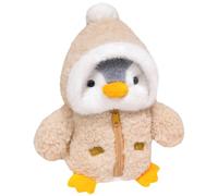 Stuffed Penguin 9.8in Little Cute, Soft Penguin Plush Toy with Fuzzy Hooded Jacket, Christmas Stuffed Animals for Boys Girls Birthday