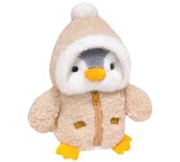 Stuffed Penguin 9.8in Little Cute, Soft Penguin Plush Toy with Fuzzy Hooded Jacket, Christmas Stuffed Animals for Boys Girls Birthday