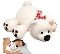 Stuffed Polar Bear - 15.75 Inch Lying down Soft Throw Pillow,White Polar Bear,for Girlfriend Valentines Kids Children Adults Girls Boys Birthday Sofa Bedroom Car