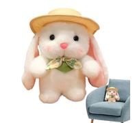 Stuffed Rabbit,Adorable Decorations,Stuffed Bunny with Hat and Bow - for Easter Basket Nursery Girl Boy Adult Family Youth Christmas Travel Companion Bedtime Photo Prop