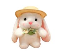 Stuffed Rabbit | Soft Huggable Doll - Stuffed Animal Bunny with Hat and Bow - for Easter Basket Nursery Birthday Girl Boy Adult Family Youth Christmas Travel Companion Bedtime