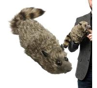 Stuffed Raccoon Plush Toy - Racoon Tail Keyring Keychain, Brown Realistic Moving Raccoon Magic Trick with 9 Built-In Movements | Birthday Parties, Christmas Shows, Stage Performances